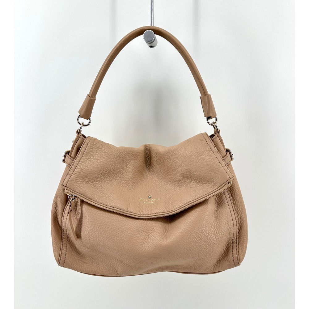 Kate Spade New York Cobble Hill Little Minka Beige Pebbled Leather Hobo Bag